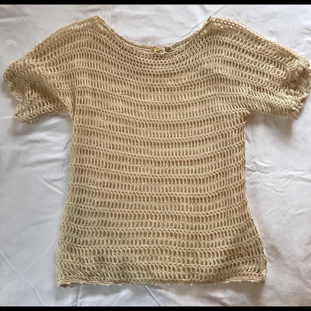 Anthro Yellow Bird boho ecru top sz M